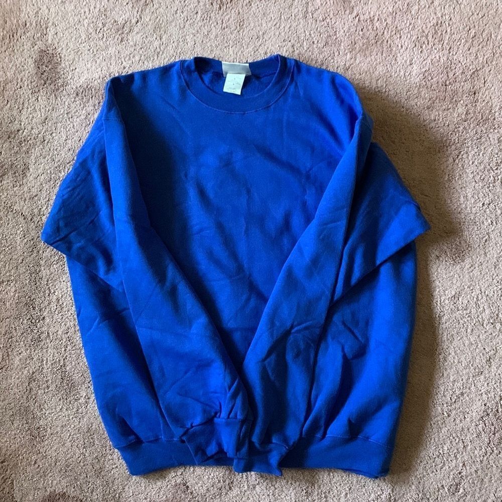 Hanes Ultimate Cotton PrintPro Sweatshirt Royal Blue Crewneck Mens Large L